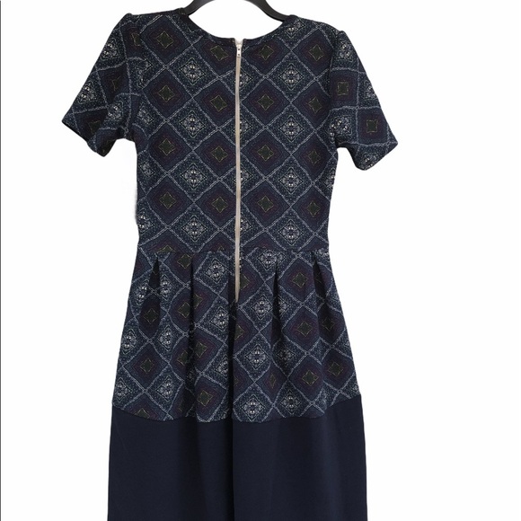 LULAROE size medium navy blue diamond print Amelia dress - Picture 7 of 10